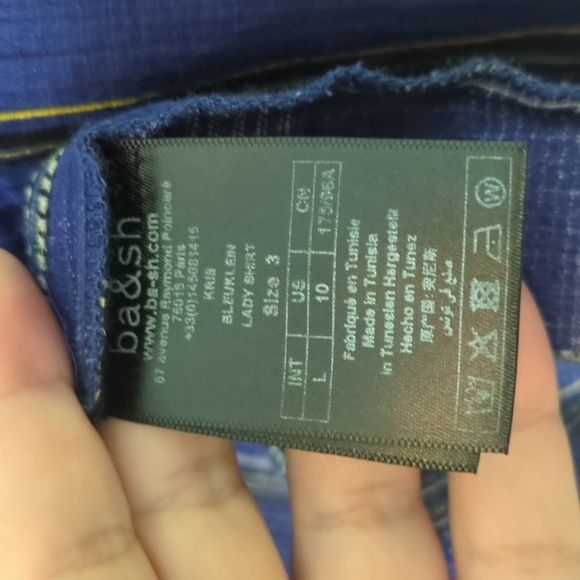 Ba&sh Purple Blue Striped Button Down Lightweight Preppy Shirt Career Office L - Picture 3 of 6